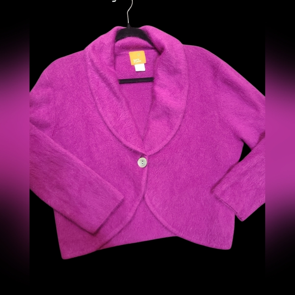 Hearts Of Palm Fusha Angora Shawl Collar Cardigan Size Large